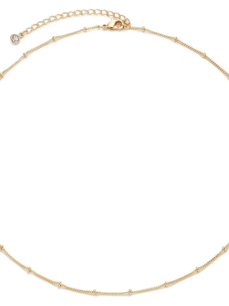 Dainty Gold Chain Choker Necklace 14k Gold Plated Handmade Boho Cute Tiny Beaded